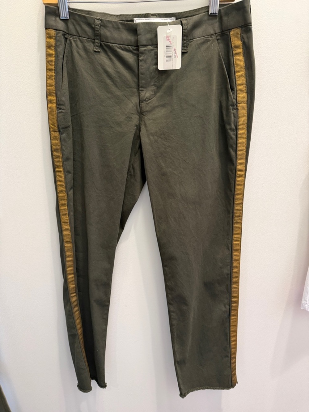 Frank & Eileen Olive Green Italian Chino with Gold Side Stripe Size 2 New!